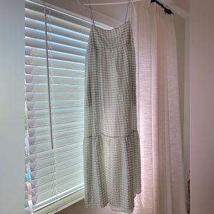 Green Gingham summer maxi dress